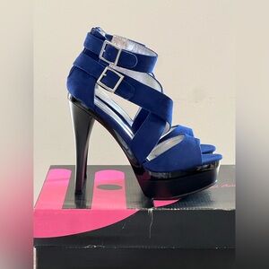 MICHAEL ANTONIO Emelie Blue Microfiber Platform Stiletto Heels- Size 6 1/2